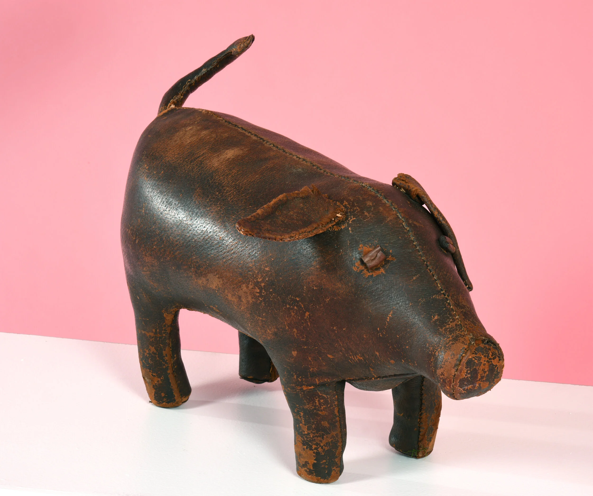 Dimitri Omersa for Abercrombie and Fitch Leather Pig Ottoman 1960s